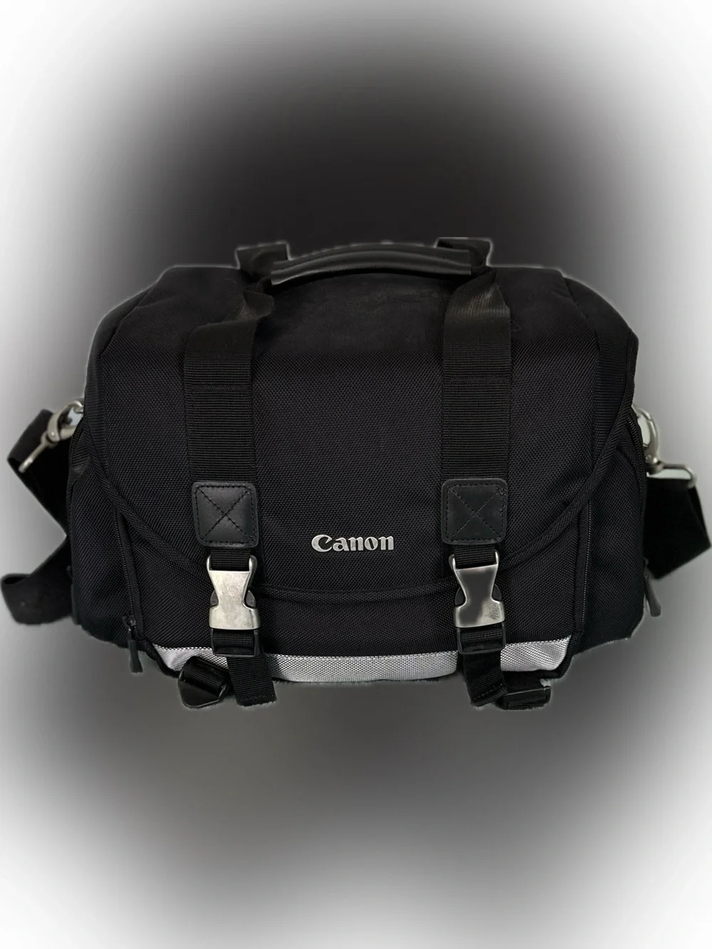 Canon Black Messenger Camera Bag with Silver Accents